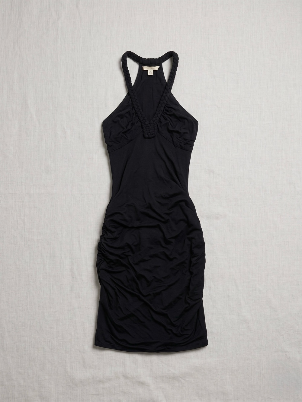 Max Studio Black Braided-Halter Ruched Bodycon Dress